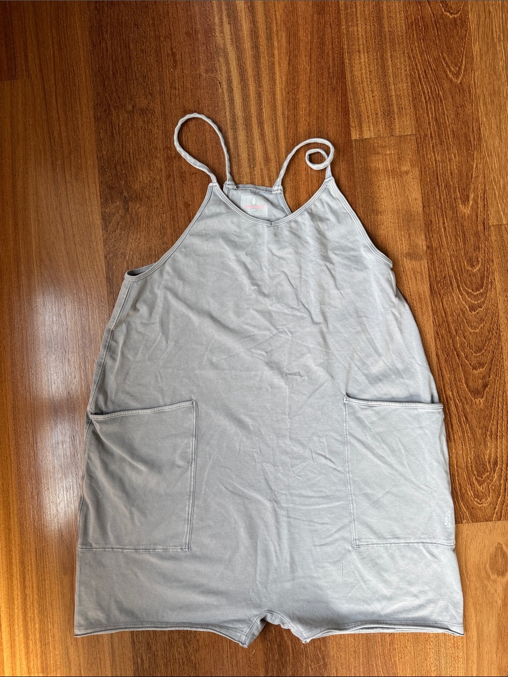 FP Movement by Free People Light Gray Sleeveless Romper with Pockets